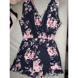 NEW floral blue romper size large